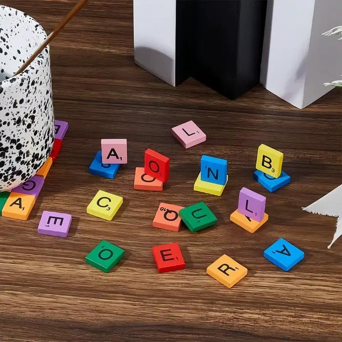 Jeu de société en bois DIY 100 pièces lettres anglaises puzzle sous-verres personnalisés création pour enfants et adultes occasions spéciales