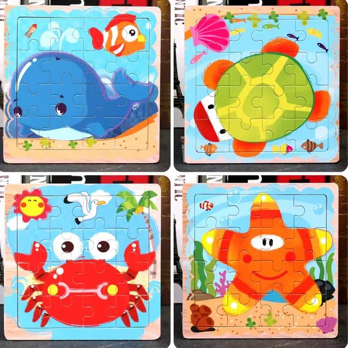 Puzzles en bois SUNVERY animaux 6 pièces pour enfants de 3 4 5 ans éducatifs jouets dessin animé occasions spéciales famille jouets éducatifs pour garçons et filles