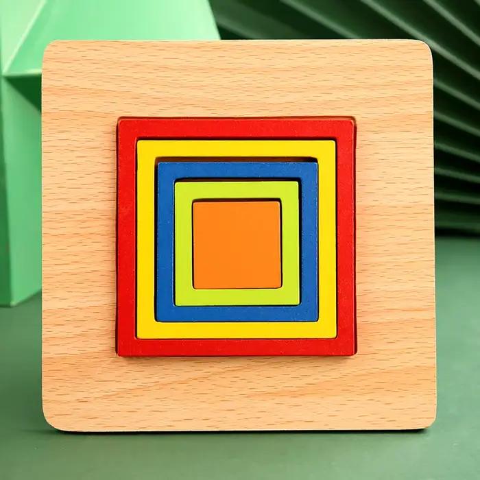 Haute qualité coloré 3D formes géométriques en bois Cognition Puzzles conseil jeu de mathématiques Montessori apprentissage éducatif pour enfants jouets