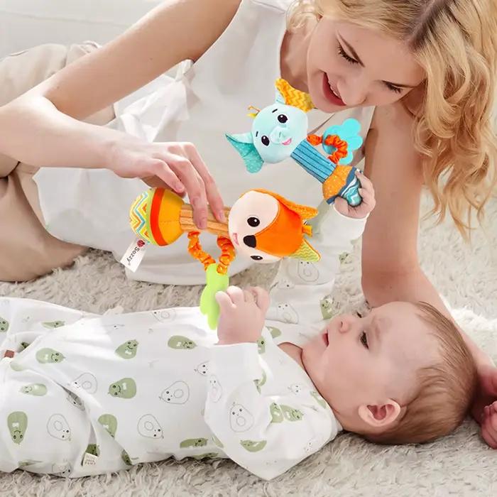 Hochets pour bébé, Animal en peluche doux, poignée, jouets pour bébé, Shaker froissé, grinçant, acce