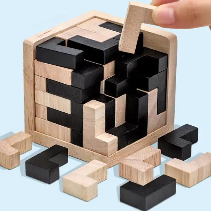 Puzzle Cube 3D Luban imbriqué jouet créatif éducatif en bois menthe du cerveau jeu apprentissage précoce cadeau enfant occaions spéciales activité de groupe développement mental enfants