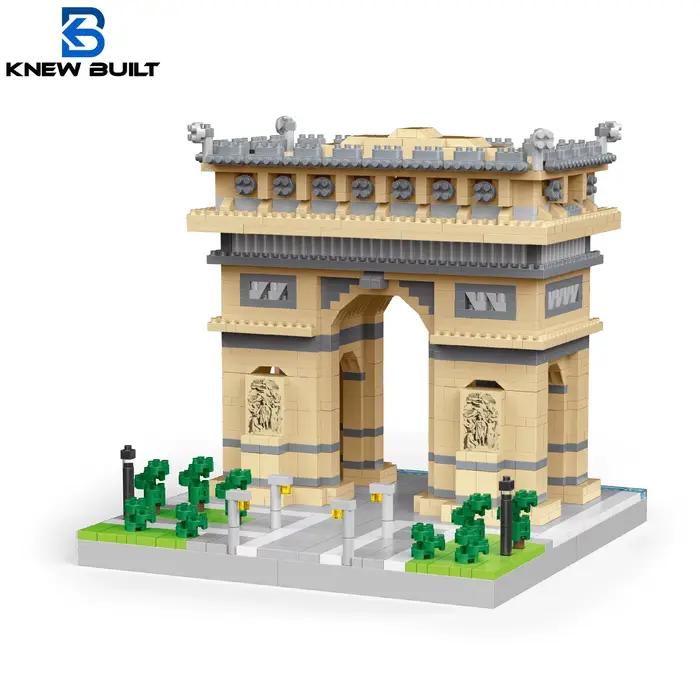 KNEW BUILT Arc Triomphe Micro Mini bloc blocs de construction pour adultes jouets d'architecture Big Ben Louvre tour Eiffel brique de maison blanche