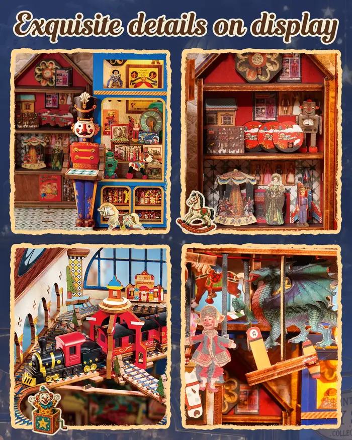 ROBOTIME ROLIFE Boutique de Jouets Vintage, Diorama Miniature Nostalgique, Puzzle 3D en Bois, Décoration de Bibliothèque, Cadeau Idéal pour les Adolescents de 14 ans et plus