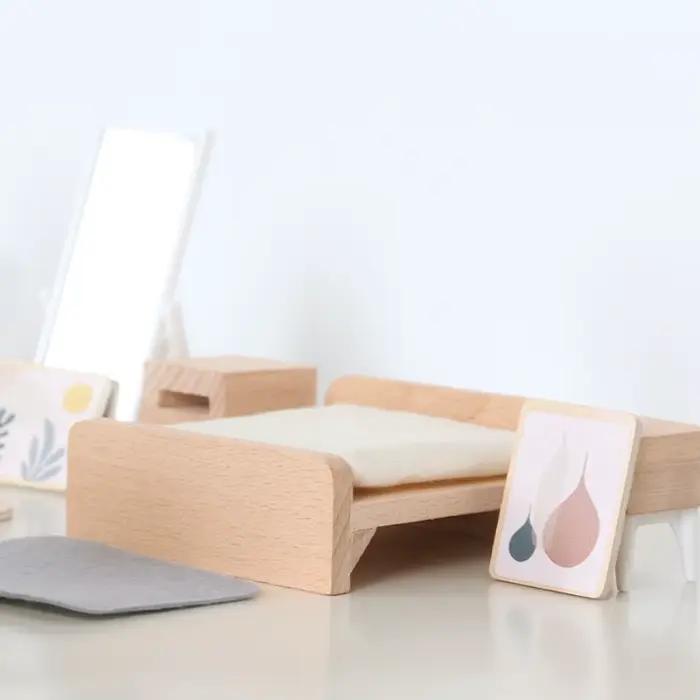 Maison de poupée nordique en bois miniature chambre à coucher cuisine jouets éducatifs pour filles et garçons jouets de simulation pour enfants jouets en bois de haute qualité occasions spéciales