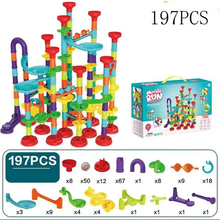 Construction marbre course piste de course blocs de Construction bricolage enfants 3D labyrinthe balle rouleau jouets enfants cadeau de noël 45/93/113/142 pièces ensemble