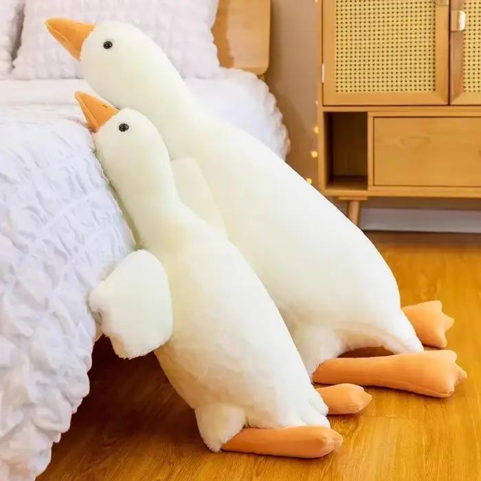 50-190 cm mignon grande oie blanche jouets en peluche Kawaii énorme canard sommeil oreiller coussin