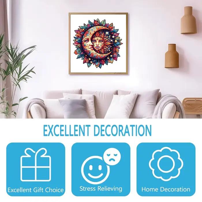 Puzzle en bois Soleil et Lune pour adultes, pièces de forme unique, coffret cadeau exquis, exercice cérébral, décoration de chambre, cadeaux de vacances