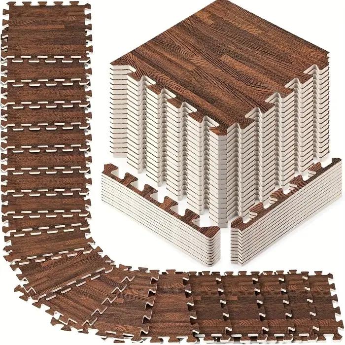 36 Pièces Tapis de Sol en Mousse Souple pour Bébé, Dalles de Puzzle Style Bois, Antidérapantes et Sû