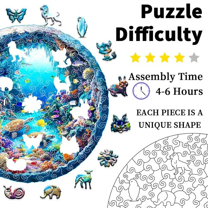 Puzzle en bois Ocean Wonders - Puzzle animal de forme unique