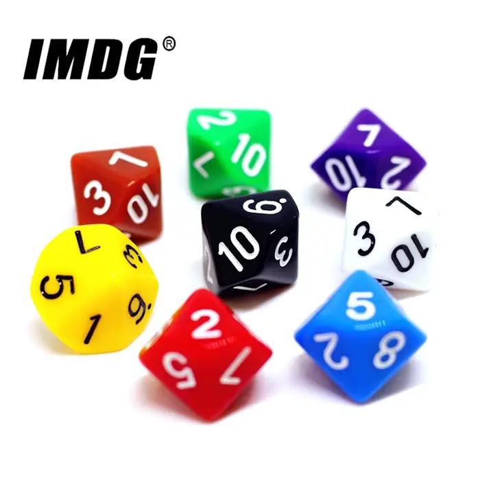 Paquet de 10 D10 dés numériques cubiques acryliques haute qualité multicolores pour jeux de rôle et activités ludiques occassions spéciales