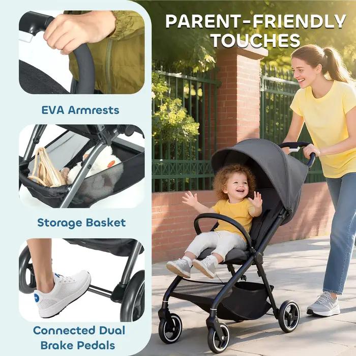 Poussette pliable pour bébé avec dossier inclinable