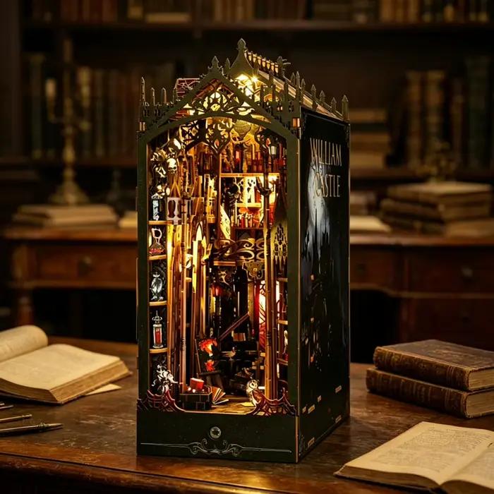 Zuuton Kit Coin Livre Château William Gothique Bois DIY Puzzle 3D Scène Miniature