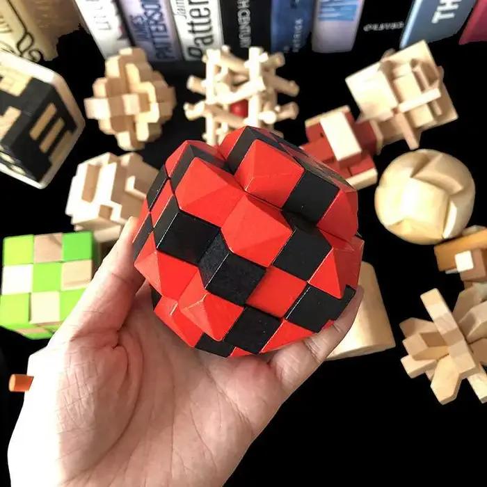 Luban Lock Puzzle déverrouiller jeu de verrouillage Test de QI casse-tête en bois pour adultes enfants logique défi d'esprit intelligent jouets éducatifs