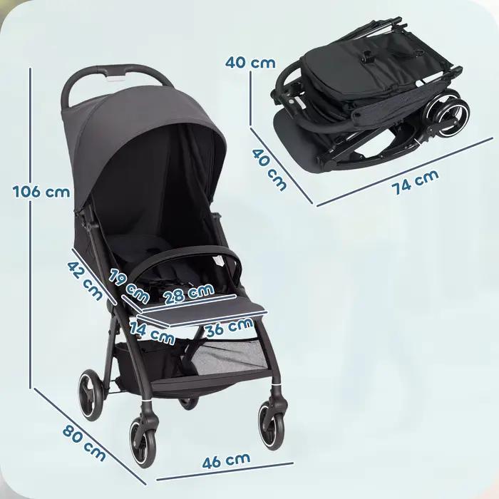 Poussette pliable pour bébé avec dossier inclinable