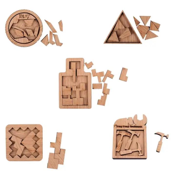 Puzzle en bois intelligent forme géométrique pour adultes stimulant le cerveau occasion spéciale intellectuellement engageant