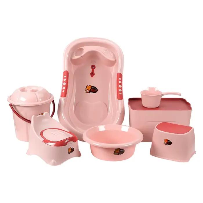 Ensemble de bain pour bébé 7 pièces avec tabouret, baignoire pour nouveau-né, antidérapant, ensemble
