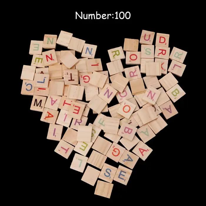 Ensemble de carreaux en bois lettres et chiffres colorés pour artisanat et éducation, 100 pièces pour jeux, activités familiales et cadeaux d'occasion spéciale