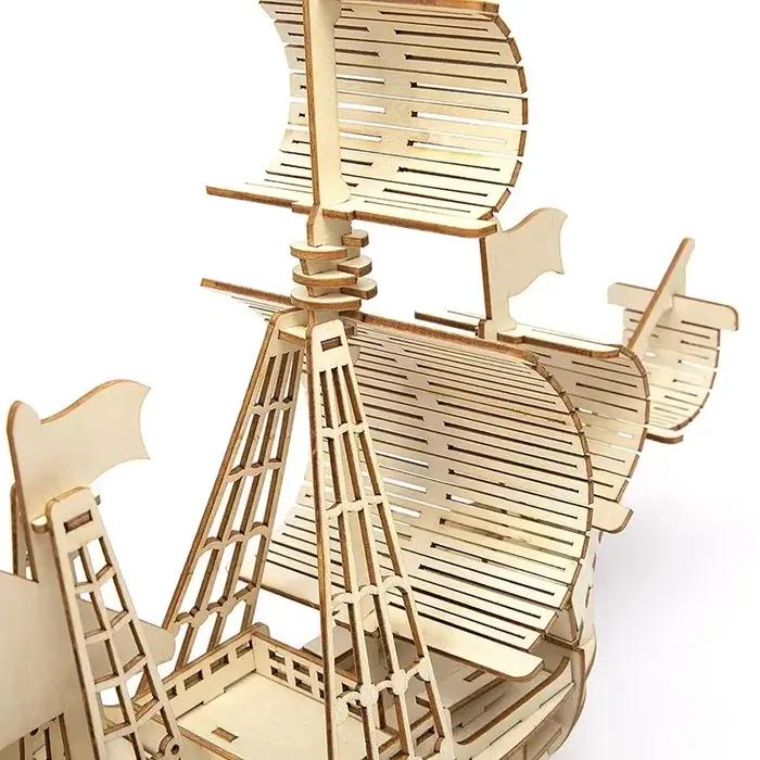Jouets de bateau à voile 3D Puzzle en bois modèle d'assemblage artisanat bois décoration bureau enfant DIY occasions spéciales