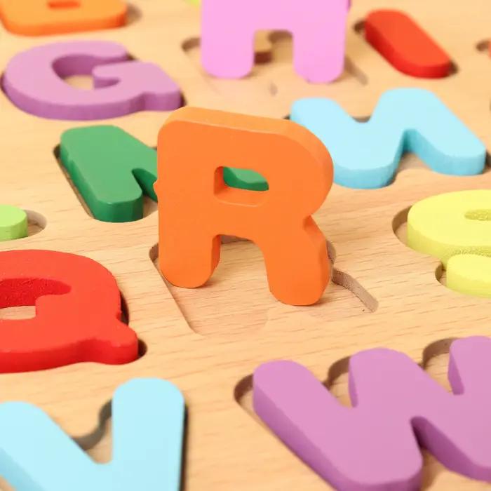 Puzzles en bois alphabet et chiffres forme géométrique 3d pour enfants apprentissage ludique durable et éducatif occasions spéciales