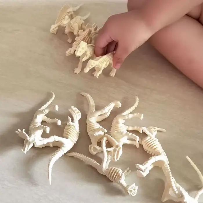 12 pièces/ensemble dinosaures jurassiques squelette modèle archéologie tyrannosaure ptérosaure décor