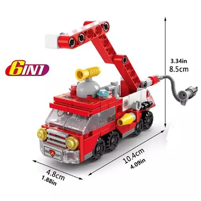 Ensemble de blocs de construction de camion de pompiers de la ville, jouet de modèle de voiture de p