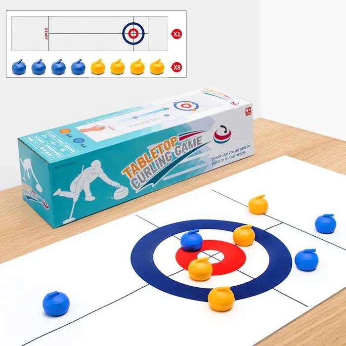 Jeu de curling de table avec rouleaux et rondelles de shuffleboard pour enfants et adultes occasions familiales et sociales