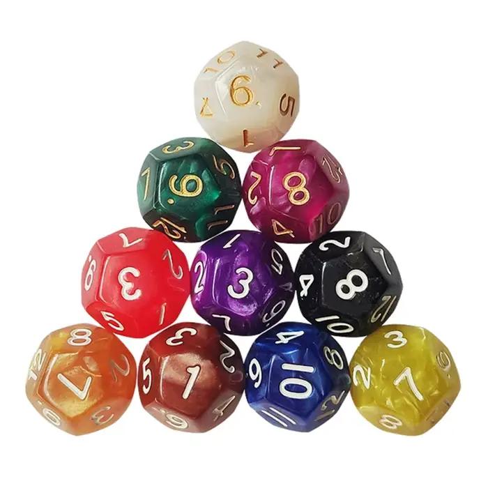 H8WC 10 pièces acrylique D12 dés mathématiques jeux jeu de société bricolage dés de jeu