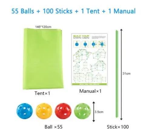 Kit de Construction de Fort pour Enfants, Jouet Éducatif Créatif, Châteaux 3D, Tunnels, Tentes, Jeux de Construction, Cadeau d'Anniversaire