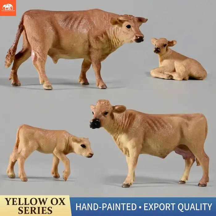 Ensemble d'animaux de ferme éducatifs de simulation - Figurines d'action de taureau, bovins et vaches mignons, jouet pour enfants, cadeau