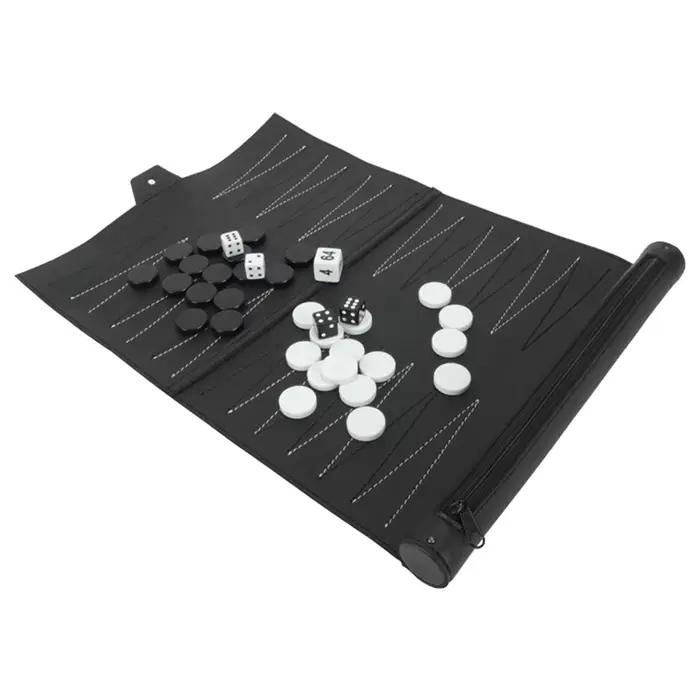 Ensembles de Backgammon enroulables de qualité, jeu de société de voyage Portable pour adultes et enfants, échiquier classique pliable en PU enroulable