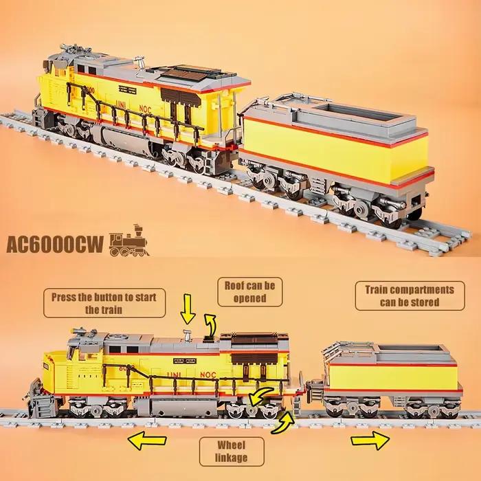 MOC City Train ensemble de construction modèles Machine Locomotive puissance fonction technique blocs