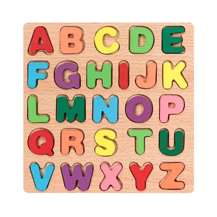 Puzzle éducatif Abc en bois, boîtier supérieur et boîtier inférieur, lettres pour cadeaux d'anniversaire, jeu familial pour garçons et filles, enfants d'âge préscolaire