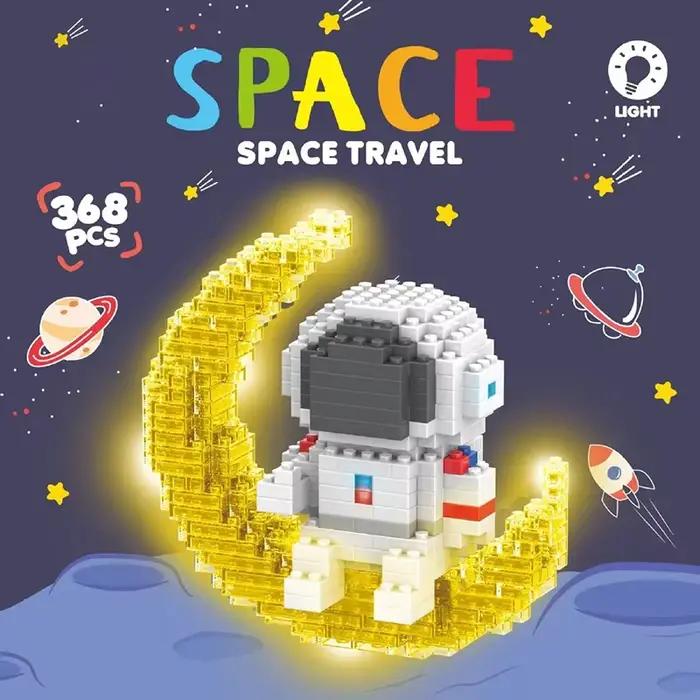 Knew construit lumineux astronaute lune Micro brique blocs de construction ensemble jouets éducatifs