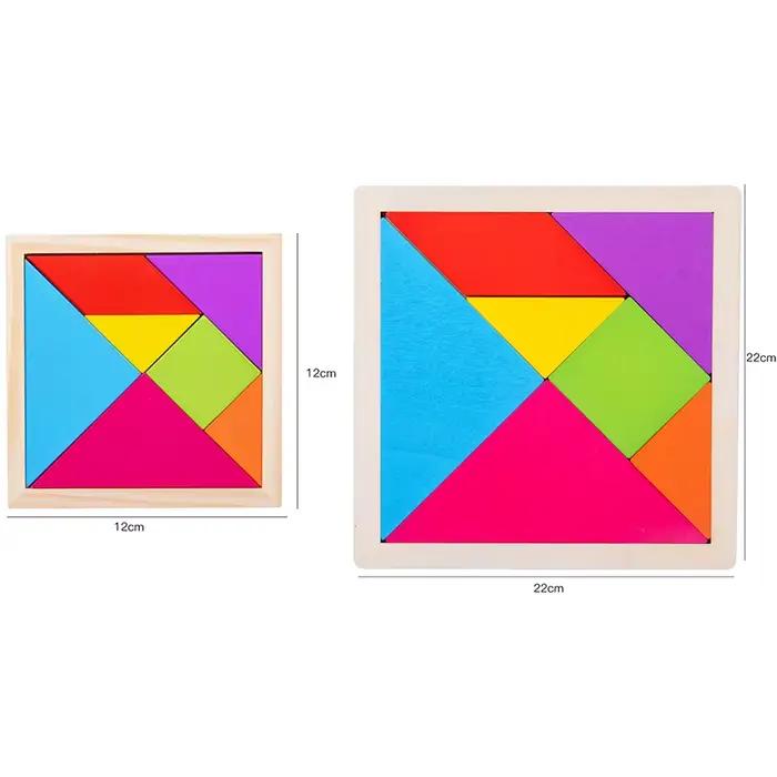 Puzzles Tangram en bois pour enfants avec 7 pièces colorées, jouet d'apprentissage éducatif pour gar
