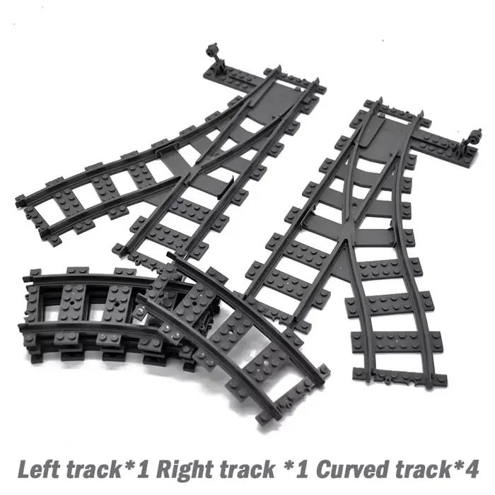 Trains de ville pistes flexibles bifurcées droites incurvées rails souples interrupteur de piste bloc de construction briques enfants bricolage jouet créatif de haute technologie