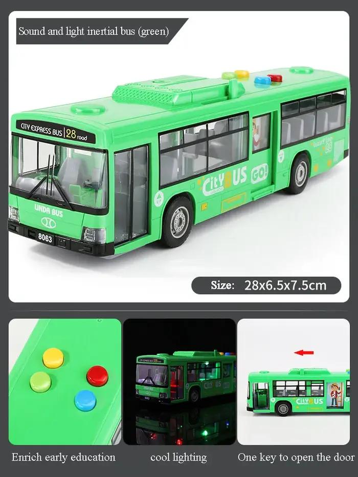Modèle de bus de ville à double section pour enfants, jouet de simulation, grande porte ouverte, mus