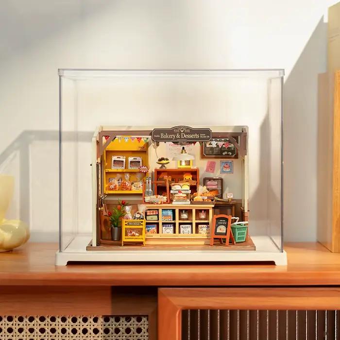 Robotime Rolife DIY Miniature House Room Box Handmade Hut Dust Cover Model Home Decoration Easy to A