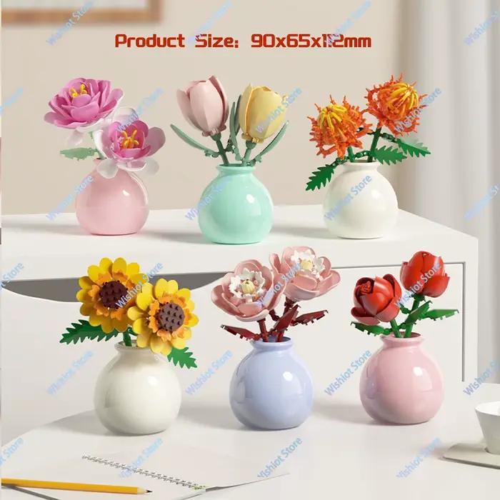 Blocs de construction de fleurs créatifs avec Vase