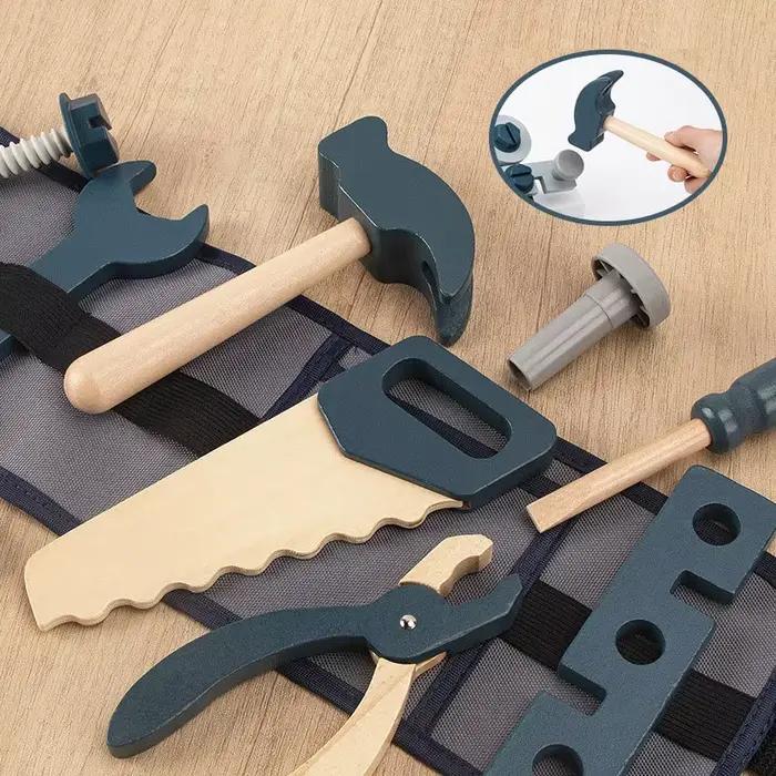 Kit de pompier éducatif en bois pour enfants outils de simulation sac banane de réparateur jeu de rôle occasions spéciales garçons filles