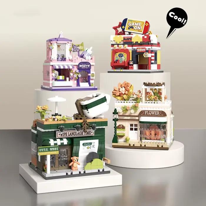 Jouets de construction en mini-blocs amusants : Vues de rue urbaines