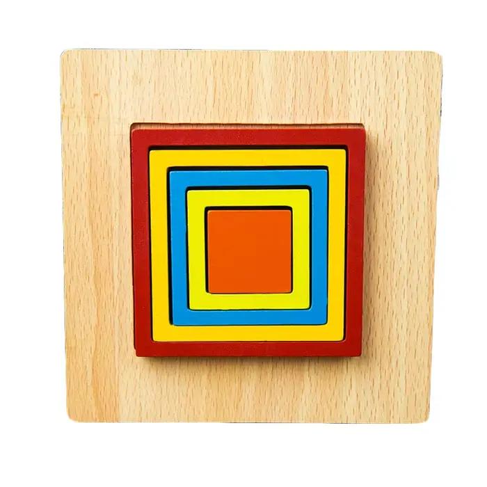 Puzzle de forme géométrique en bois pour enfants, jouets Montessori, Cognition de la forme, planche