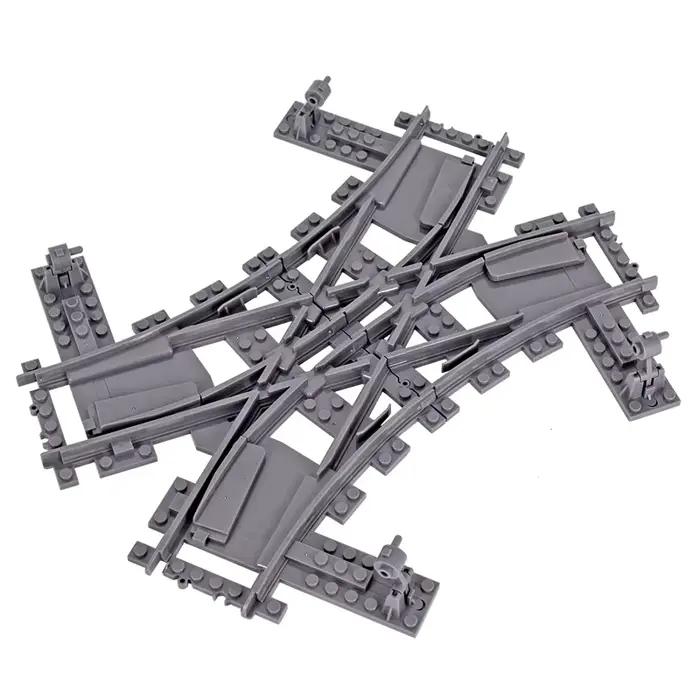 Trains de ville pistes flexibles bifurcées droites incurvées rails souples interrupteur de piste bloc de construction briques enfants bricolage jouet créatif de haute technologie