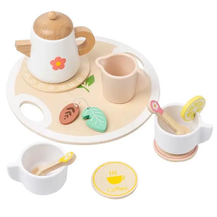 Jouets de simulation pour enfants, populaires jouets de cuisine pour enfants, service à thé en bois
