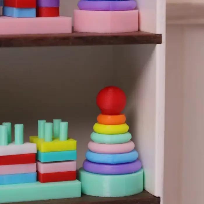 1 ensemble de Micro scène de décoration Miniature pour maison de poupée, petit seau en bois, blocs d'assemblage, modèle pour accessoires de poupée
