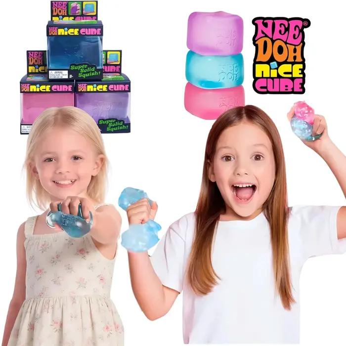 Jouet tendance Nee Doh Jellyfish & Cube Squish, jouet sensoriel anti-stress en gelée souple à presser, NeeDoh pour enfants et adultes
