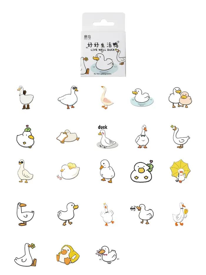 50pcs mignon canard dessin animé Graffiti autocollants décoré cahier tasse d'eau journal valise guitare classique jouet