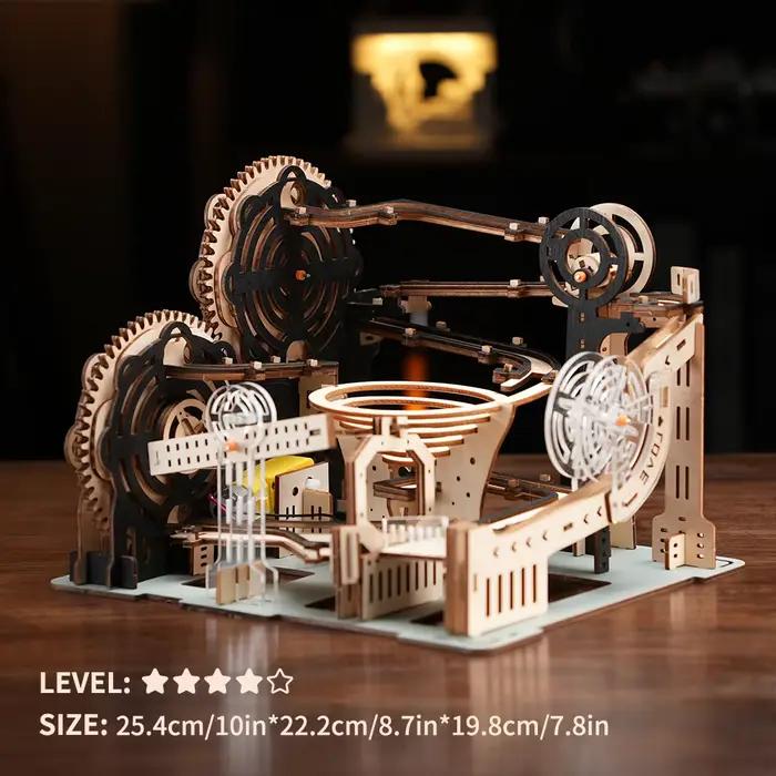 Puzzle 3D en Bois Exquis Cadeau Créatif Bloc de Construction Unique Course Mécanique en Marbre Décoration Bureau Fait Main Occasion Spéciale Enfant Adulte