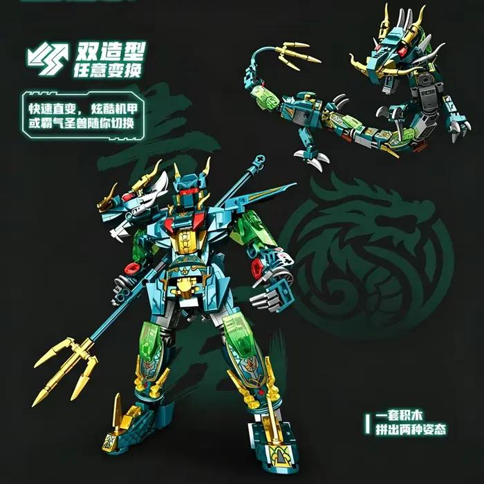 Ensemble de blocs de construction transformables Dragon Azure Mecha