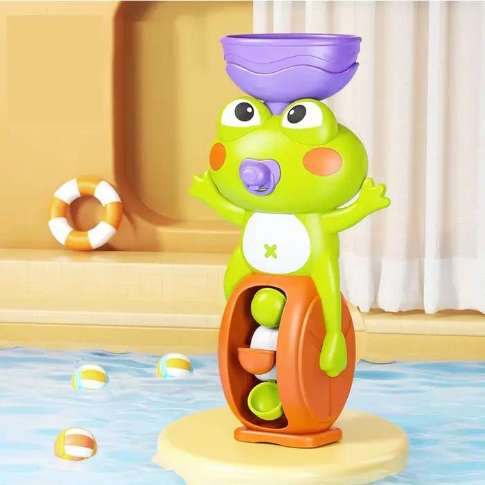 Jouets de bain pour enfants, cadeaux pour tout-petits, grenouille, roue à eau rotative, ventouses pu
