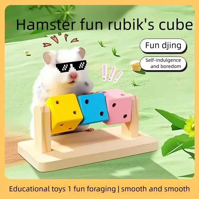 Jouet à mâcher en bois coloré brun foncé en forme de cube de Rubik pour petits oiseaux perroquets hamsters occasions spéciales distractions ludiques sécurité durable